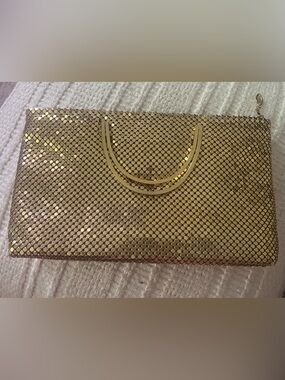 VNTG Gold Mesh Evening Clutch with Chain Strap